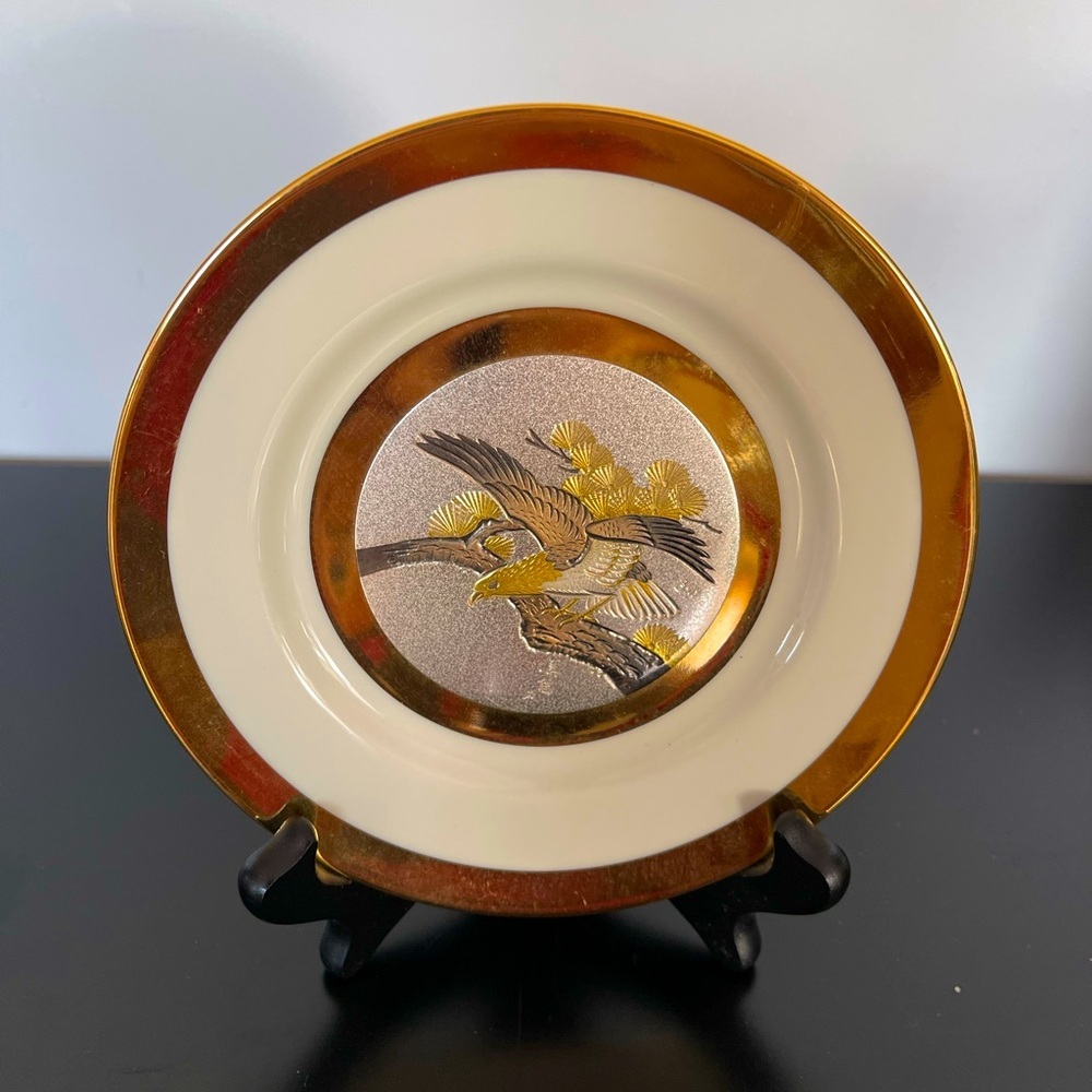 The Art Of Chokin Collectors Plate Etched 24K Gold Edged Eagle